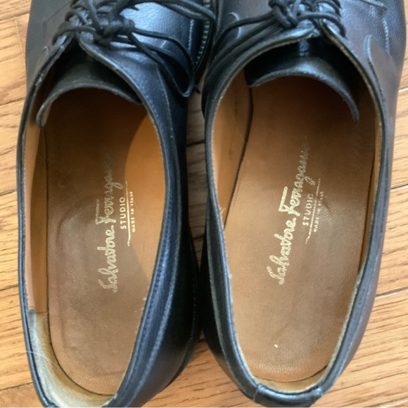 Salvatore Ferragamo Studio Oxford Lace-up Leather Shoe, Black, Men’s Sz 12 - Picture 9 of 12